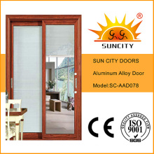 Black Walnut Sliding Aluminum Glass Door for Bathroom (SC-AAD078)